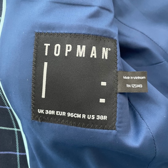 Topman 2-piece Blue Plaid Suit Jacket & Pants - Picture 4 of 7